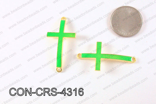 Metal Gold Cross Connector Green 43X23mm CON-CRS-4316