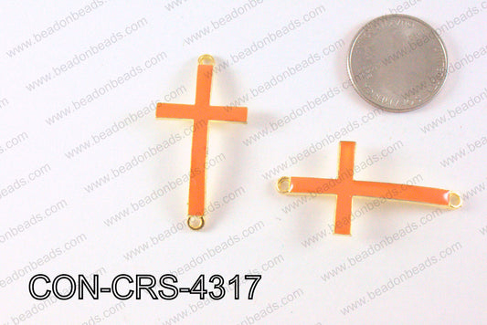 Metal Gold Cross Connector Orange 43X23mm CON-CRS-4317