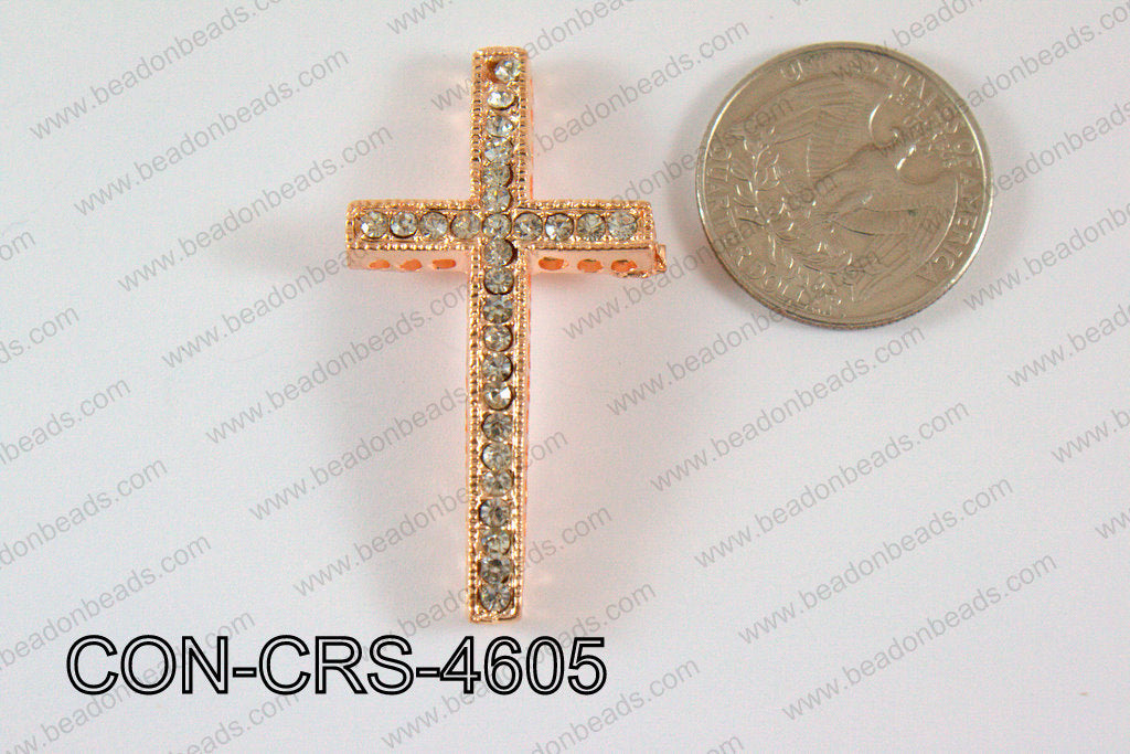 Sideway cross connector,Rose gold 46x25mm CON-CRS-4605