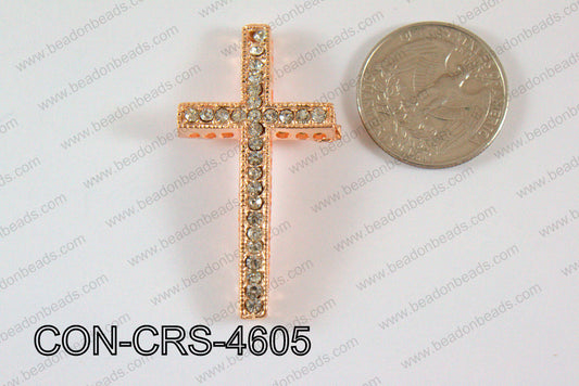 Sideway cross connector,Rose gold 46x25mm CON-CRS-4605