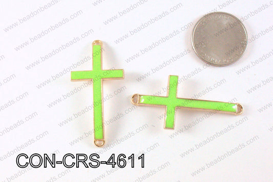 Metal Gold Cross Connector Neon Green 46X23mm CON-CRS-4611