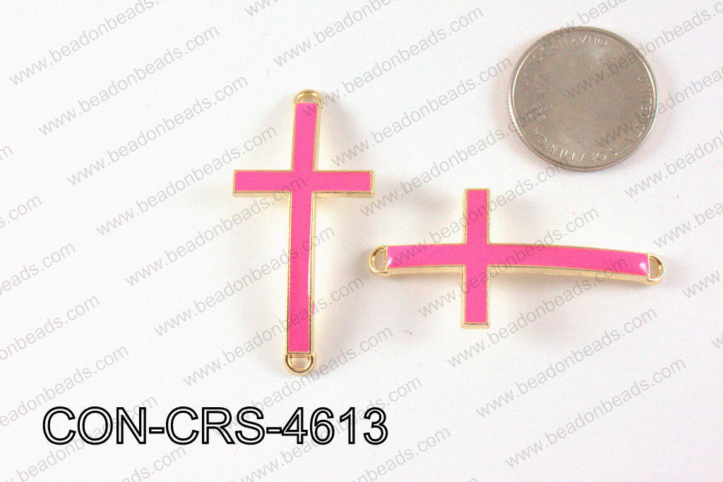 Metal Gold Cross Connector Hot Pink 46X23mm CON-CRS-4613