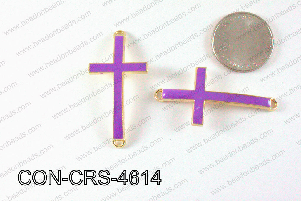 Metal Gold Cross Connector Purple 46X23mm CON-CRS-4614