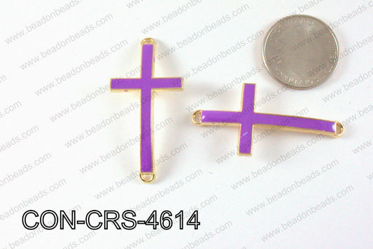Metal Gold Cross Connector Purple 46X23mm CON-CRS-4614