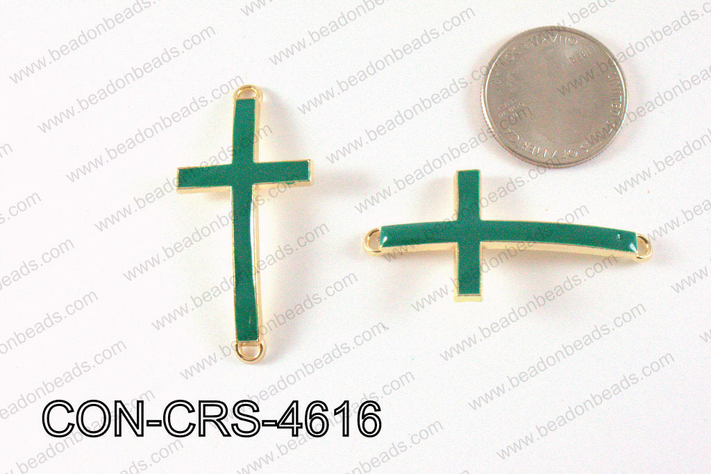 Metal Gold Cross Connector Green 46X23mm CON-CRS-4616