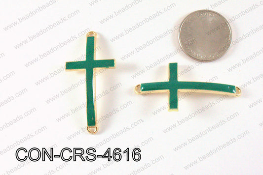 Metal Gold Cross Connector Green 46X23mm CON-CRS-4616