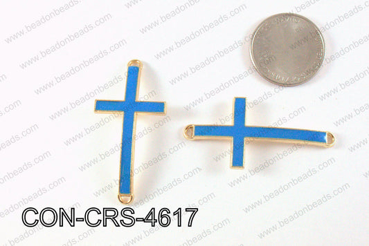 Metal Gold Cross Connector Turquoise 46X23mm CON-CRS-4617