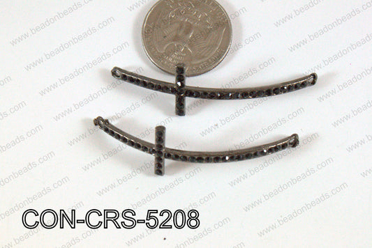Connector with rhinestones Cross gm/black 15x52mm CON-CRS-5208
