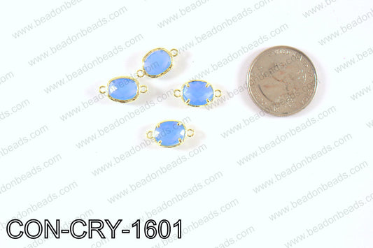 gold bezel crystal oval connector  CON-CRY-1601