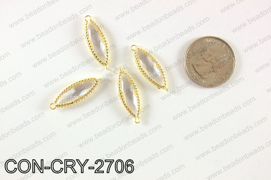 gold bezel crystal Mariquesa connector  CON-CRY-2706