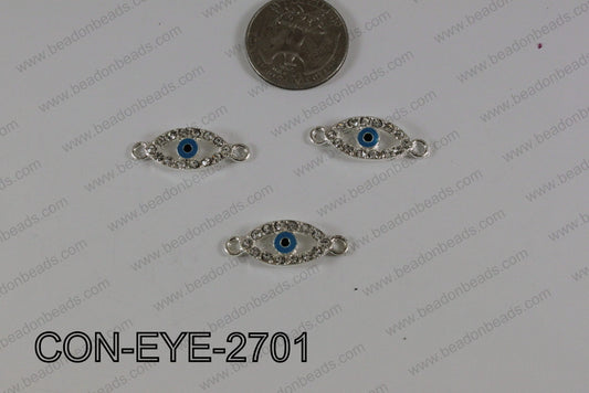 Connector with rhinestones eye silver 10x27mm CON-EYE-2701
