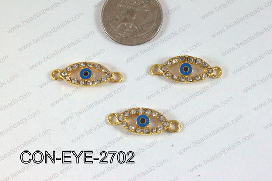 Connector with rhinestones eye gold 10x27mm CON-EYE-2702
