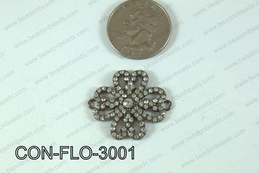 Flower Connector with Rhinestone 30mm CON-FLO-3001