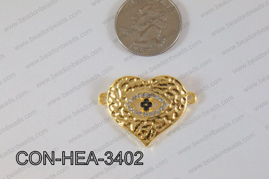 Heart Connector Gold 25x34mm CON-HEA-3402
