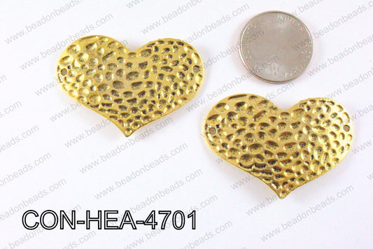 Hammered Gold Heart Connector 32x47mm CON-HEA-4701