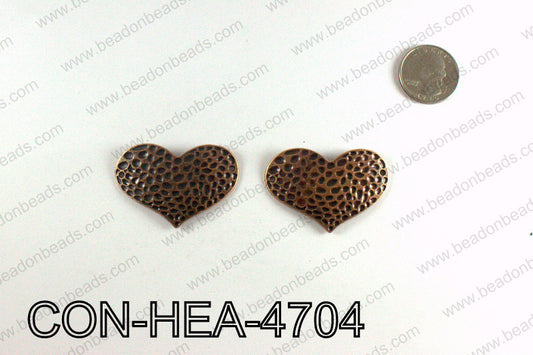 Hammered Copper Heart Connector 32x47mm CON-HEA-4704