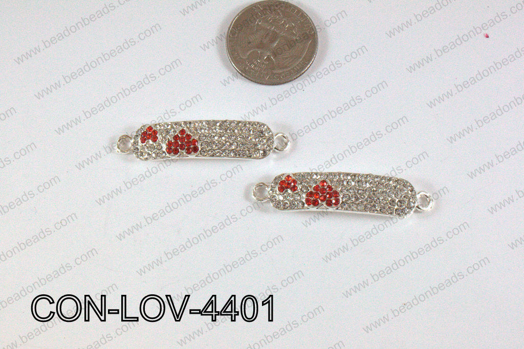 Connector with rhinestones Love s/red 10x44mm CON-LOV-4401