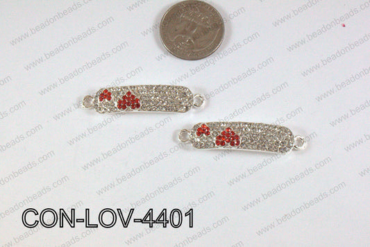 Connector with rhinestones Love s/red 10x44mm CON-LOV-4401
