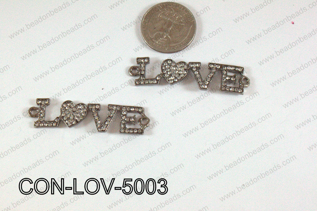 Connector with rhinestones Love gm/gm 13x50mm CON-LOV-5003