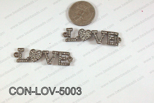 Connector with rhinestones Love gm/gm 13x50mm CON-LOV-5003