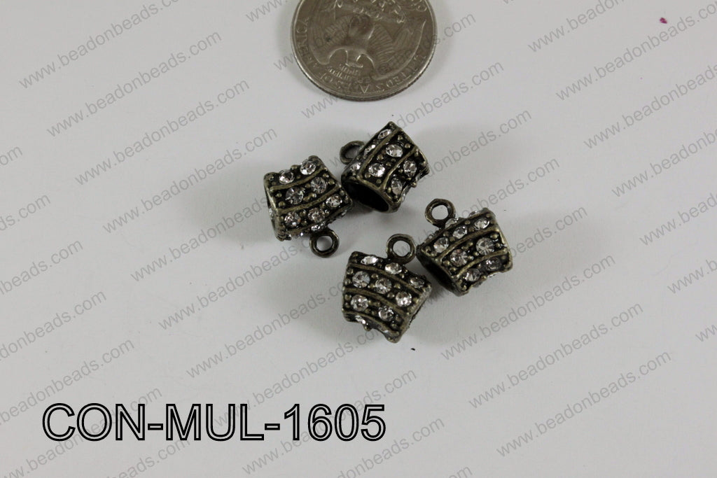 Connector with rhinestones Multi strand bronze 13x16mm CON-MUL-1