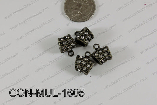 Connector with rhinestones Multi strand bronze 13x16mm CON-MUL-1