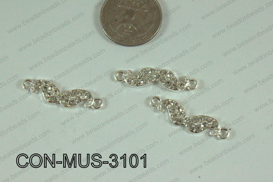 Connector with rhinestones mustache 8x31mm CON-MUS-3101