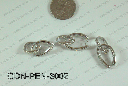 Pendant Connector with rhinestones dark silver 15x30mm CON-PEN-3