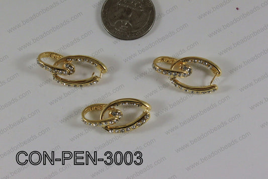 Pendant Connector with rhinestones gold 15x30mm CON-PEN-3003