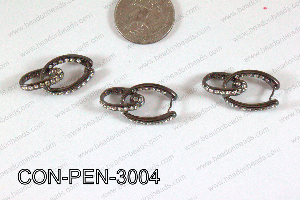 Pendant Connector with rhinestones gun metal 15x30mm CON-PEN-300
