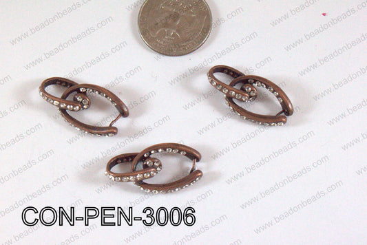 Pendant Connector with rhinestones copper 15x30mm CON-PEN-3006