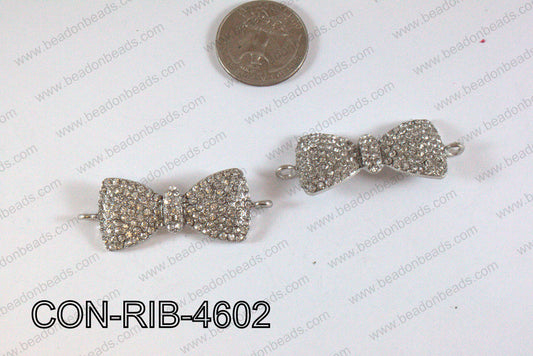 Connector with rhinestones dark silver Ribbon 17x46mm CON-RIB-46