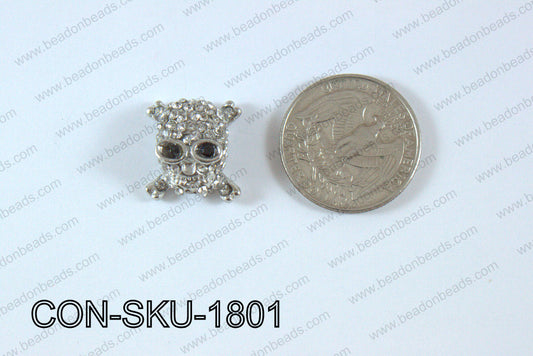 Sideway Skull connector silver 16x18mm CON-SKU-1801