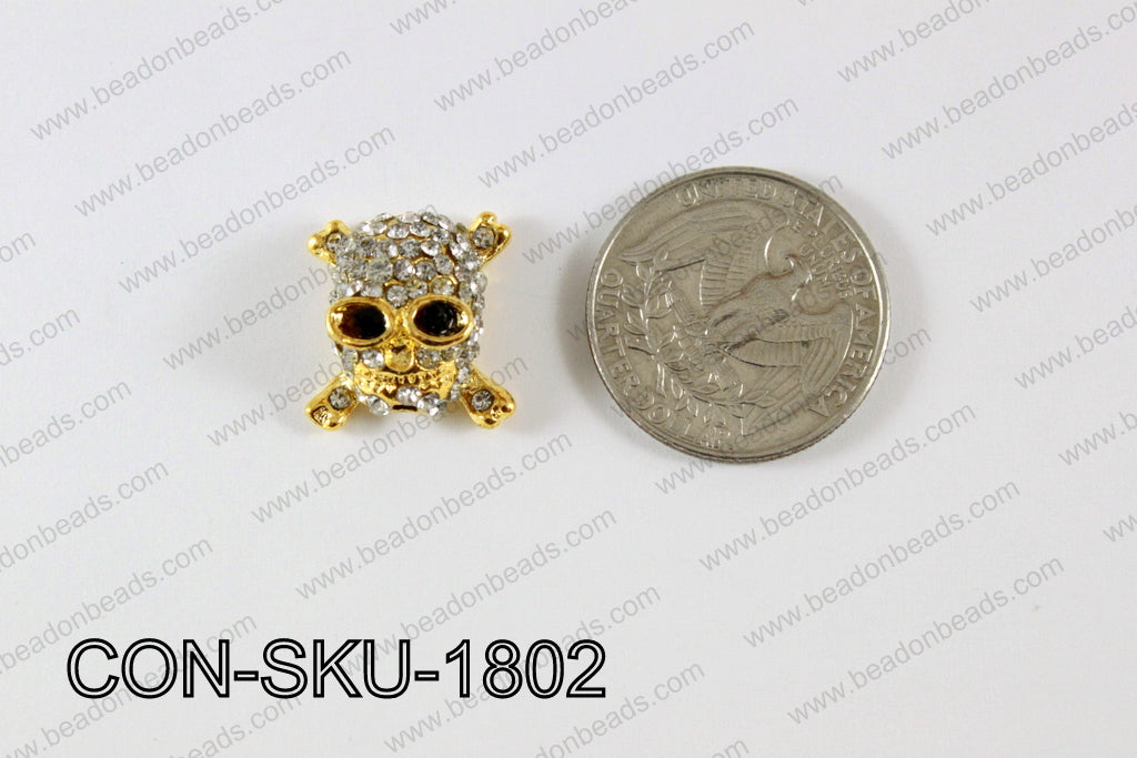 Sideway Skull connector gold 16x18mm CON-SKU-1802
