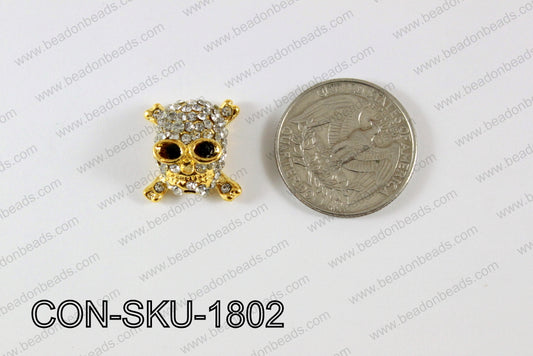 Sideway Skull connector gold 16x18mm CON-SKU-1802