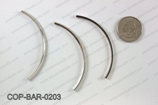 Silver curved bar 2x68mm COP-BAR-0203