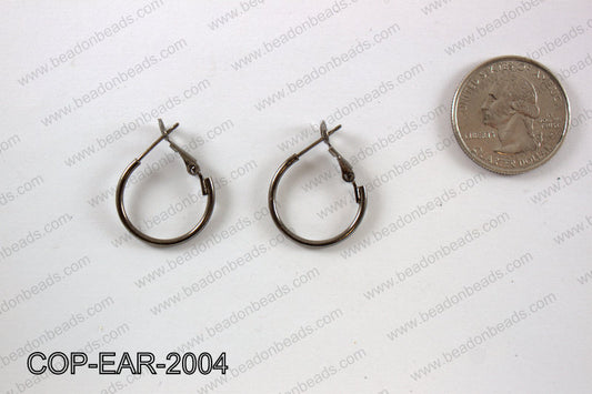 Earring hoops 20mm, Gunmetal COP-EAR-2004