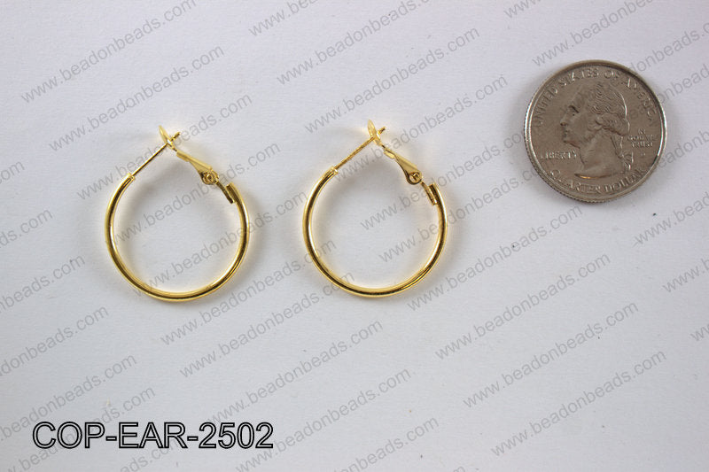 Earring hoops 25mm, Gold  COP-EAR-2502