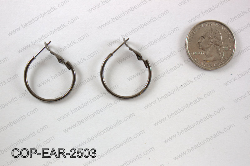 Earring hoops 25mm, Gunmetal  COP-EAR-2503