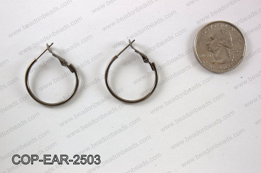 Earring hoops 25mm, Gunmetal  COP-EAR-2503
