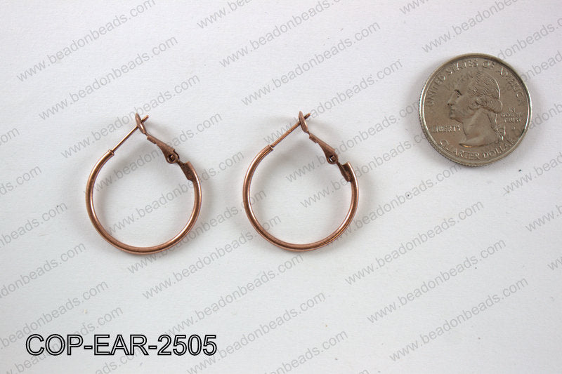 Earring hoops 25mm, Copper  COP-EAR-2505