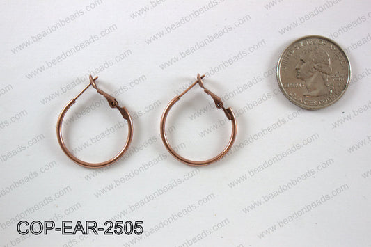 Earring hoops 25mm, Copper  COP-EAR-2505