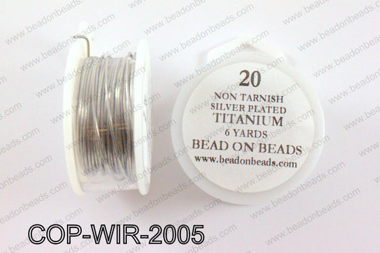 Non Tarnish silver plated wrapping wire 20 gauge, TitaniumCOP-WI