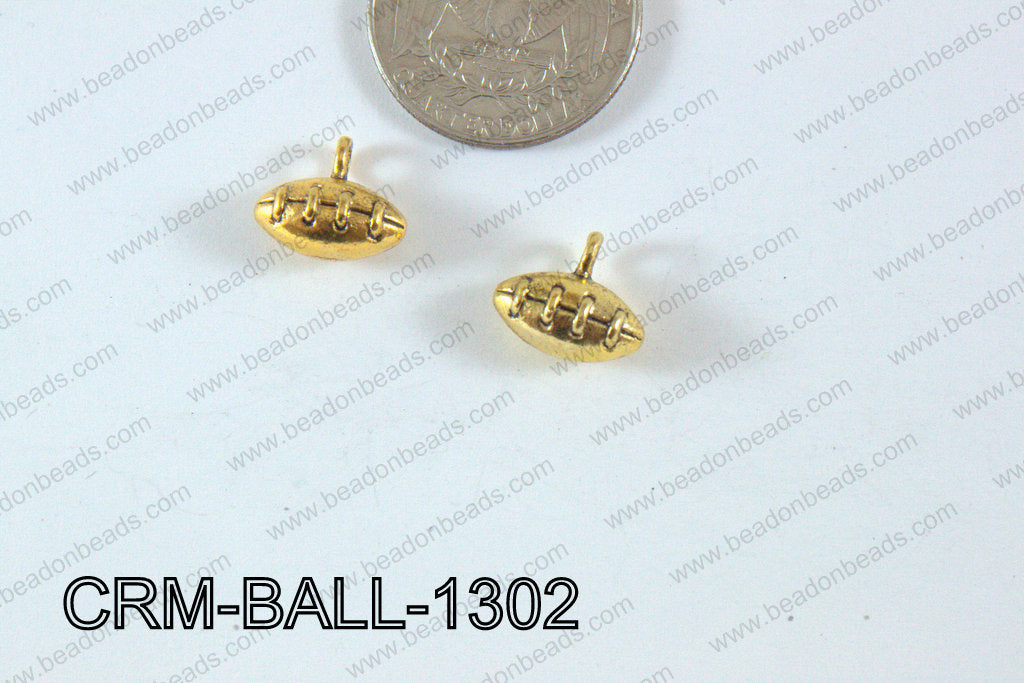 Pewter Charm Football 12x13mm Gold CRM-BALL-1302