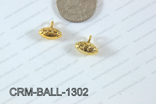 Pewter Charm Football 12x13mm Gold CRM-BALL-1302