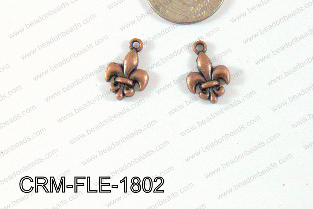 Pewter Charm Fleur de lis 12x18mm CopperCRM-FLE-1802