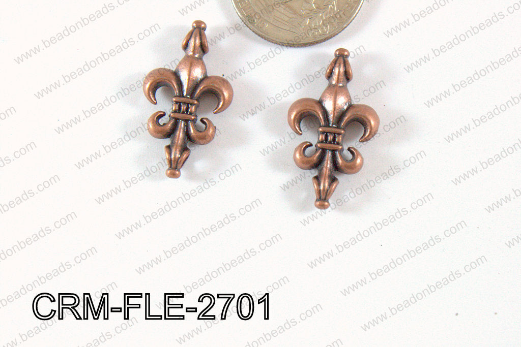 Pewter Charm Fleur de lis 15x27mm CopperCRM-FLE-2701
