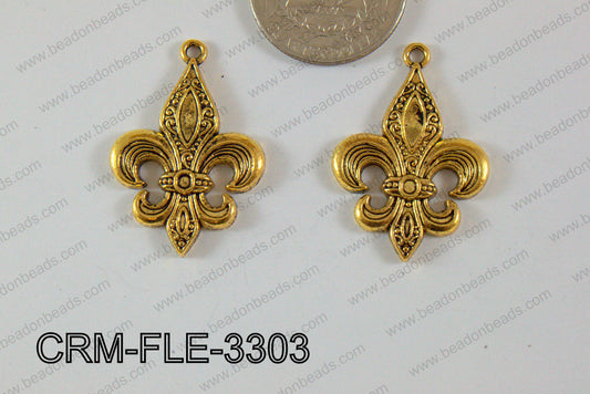 Pewter Charm Fleur de lis 23x33mm Copper CRM-FLE-3303