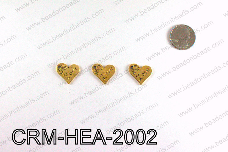 Love Heart Charms 20x21mm, Gold CRM-HEA-2002