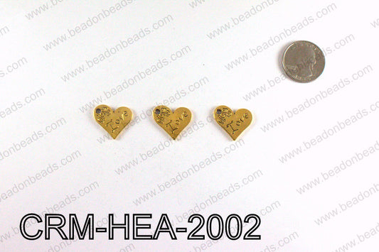 Love Heart Charms 20x21mm, Gold CRM-HEA-2002